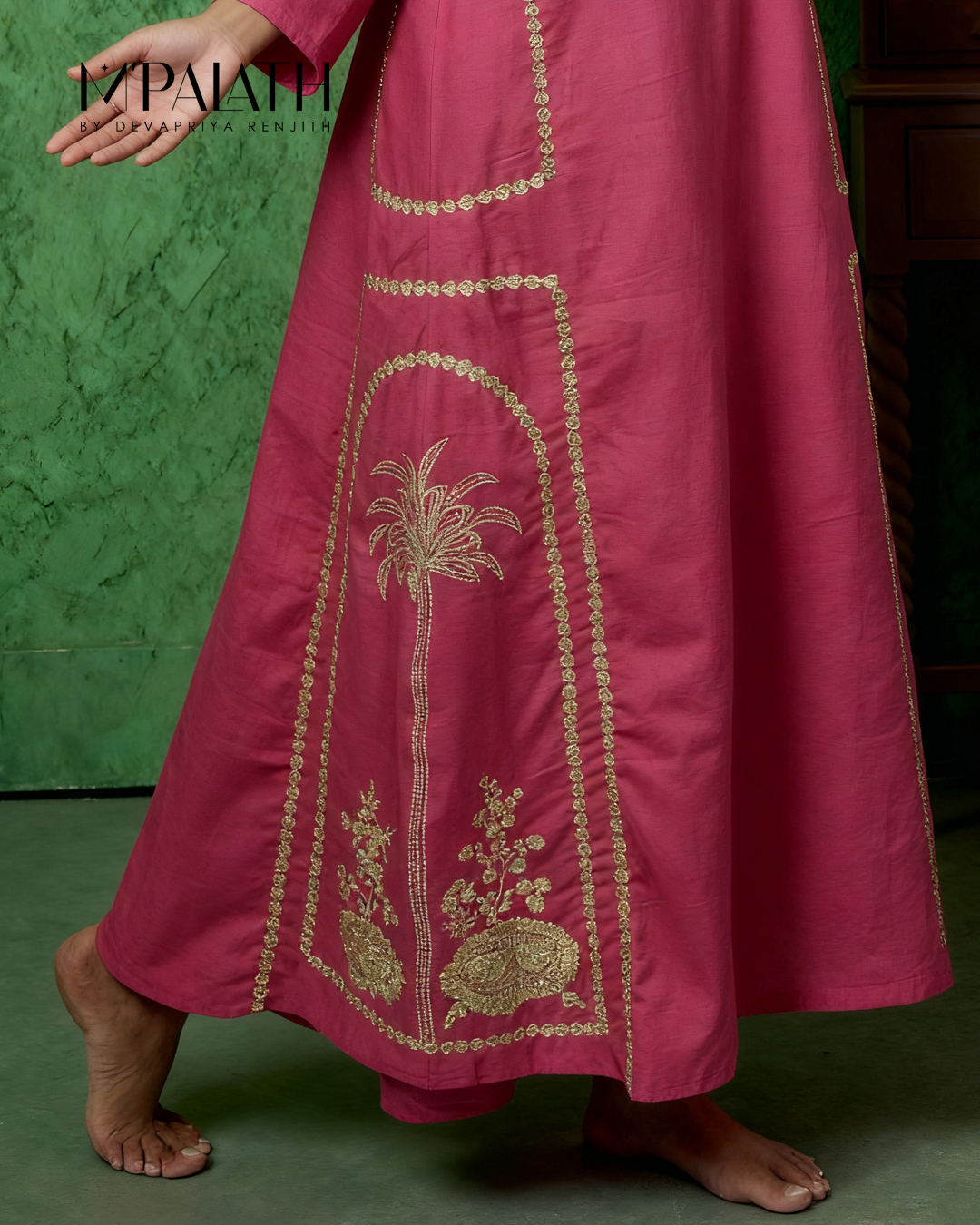 Crimson Reverie bridal couture red gown with intricate hand-embroidery by M'PALATH